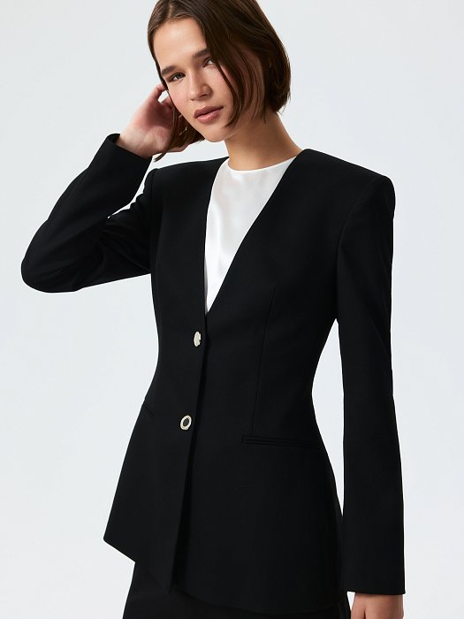 Приталенный жакет без лацканов: фото №5